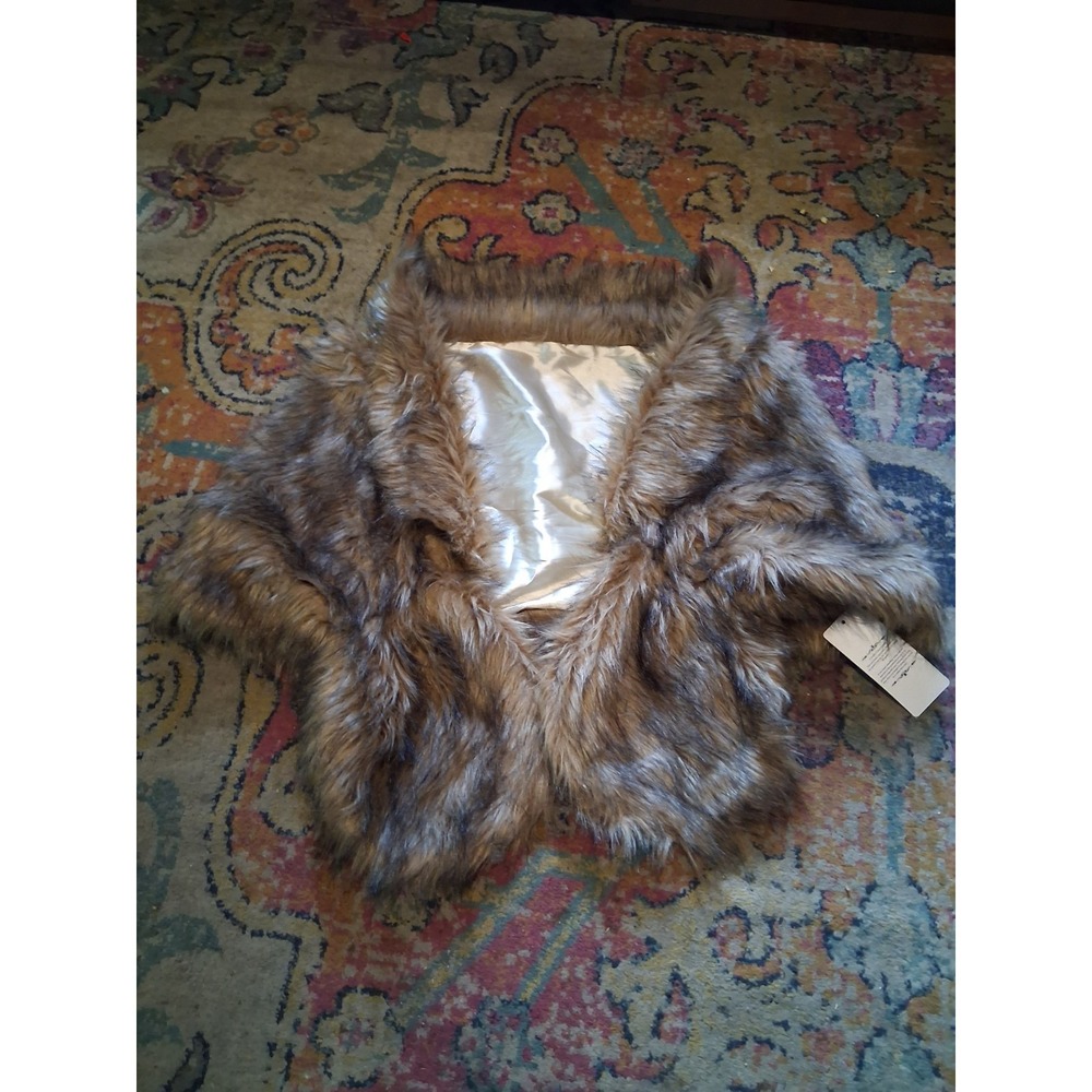 Brown Faux Fur Bridal Bolero Shrug Medium Regular Size Shaw Stole Scarf & Wrap
